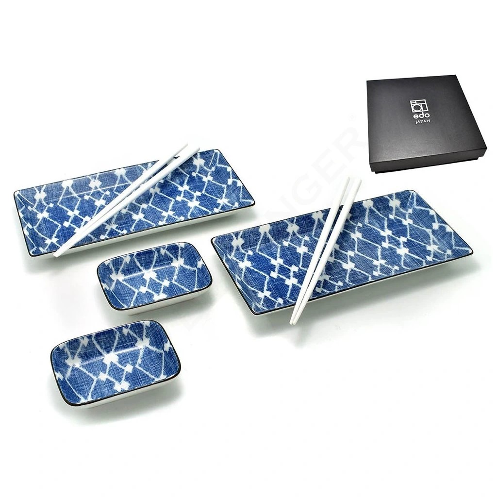 foto Japonsk� porcel�nov� servis na sushi - Shibori Blue Box, pro 2 osoby